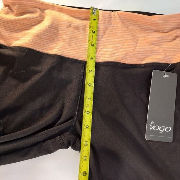 Yoga Moisture Wicking Black Crop Leggings With Peach Band Size Medium Women's - Picture 4 of 9
